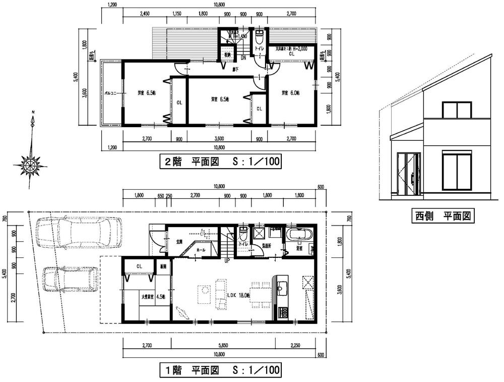 Building plan example (floor plan). Building plan Example (II-1 No. land) Building price 10.6 million yen, Building area 100.08 sq m