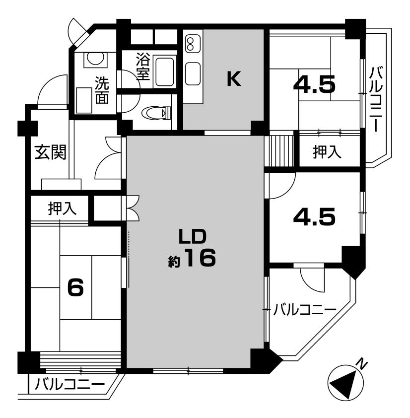 Floor plan. 3LDK, Price 6.9 million yen, Occupied area 79.34 sq m , Balcony area 11.46 sq m