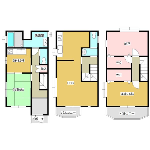 Floor plan. 18 million yen, 3LDK, Land area 67.62 sq m , Building area 107.16 sq m