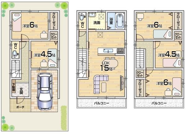 Floor plan. 22,800,000 yen, 5LDK, Land area 66 sq m , Building area 112 sq m floor plan All-electric housing