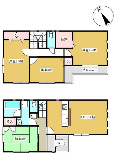 Floor plan. 21.5 million yen, 4LDK, Land area 100.51 sq m , Building area 98.01 sq m