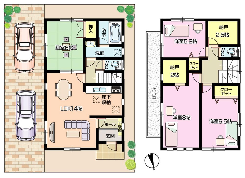 Floor plan. (6 Building), Price 21.5 million yen, 4LDK+S, Land area 100.5 sq m , Building area 95.98 sq m