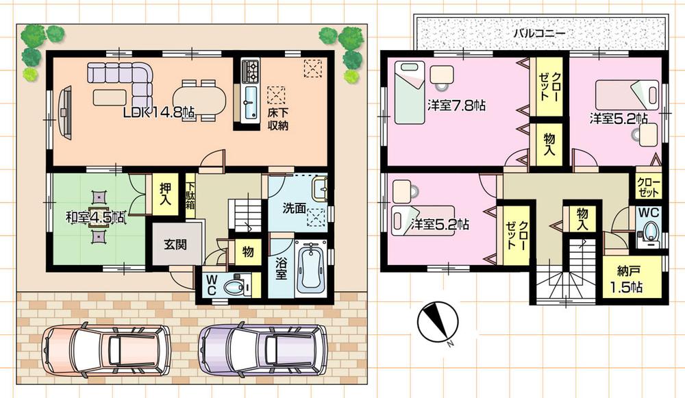 Floor plan. (4 Building), Price 25,800,000 yen, 4LDK+S, Land area 100.51 sq m , Building area 95.98 sq m