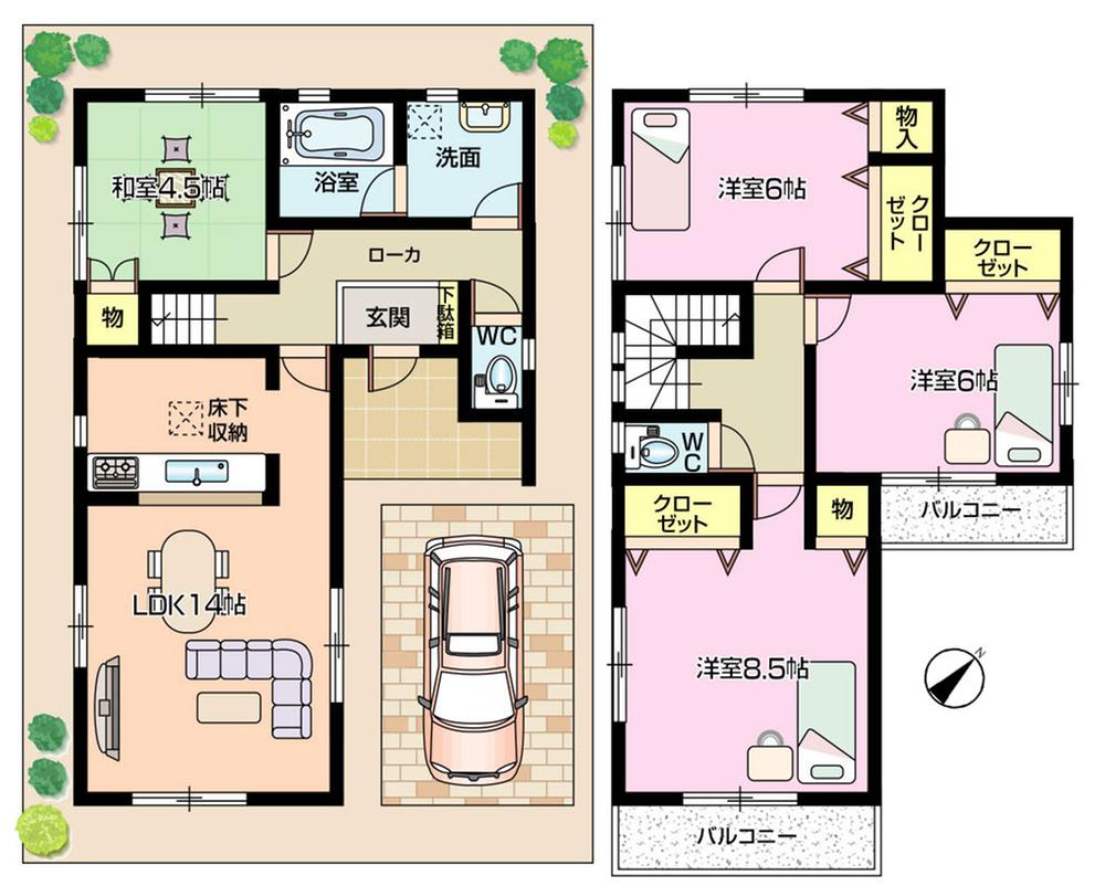 Floor plan. (8 Building), Price 25,800,000 yen, 4LDK, Land area 100.51 sq m , Building area 93.15 sq m
