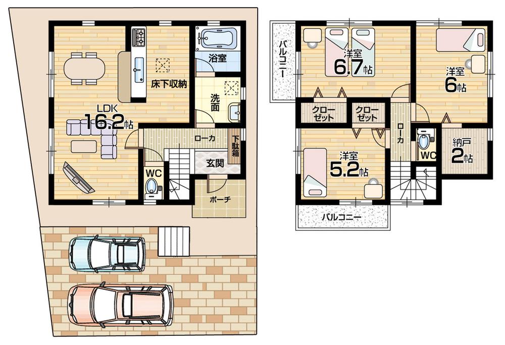 Floor plan. 26,800,000 yen, 4LDK + S (storeroom), Land area 100.67 sq m , Building area 81.4 sq m