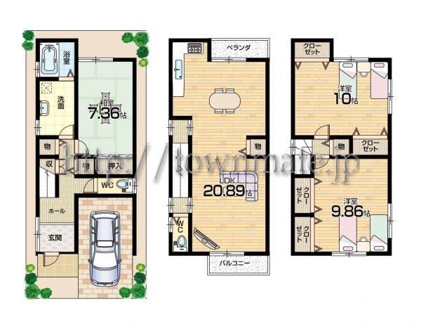 Floor plan. 22,800,000 yen, 3LDK, Land area 77.12 sq m , Building area 126.78 sq m land area 77.12 square meters building area 126.78 square meters