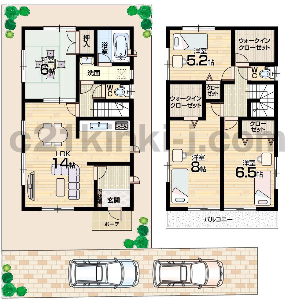 Floor plan. (No. 4 locations), Price 21,800,000 yen, 4LDK+S, Land area 127.08 sq m , Building area 96.79 sq m