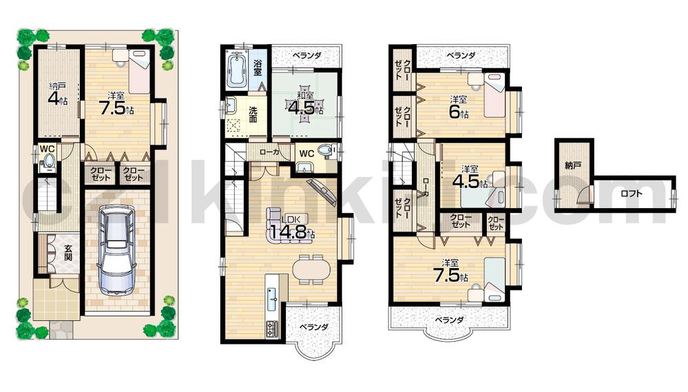 Floor plan. 32,800,000 yen, 5LDK + S (storeroom), Land area 72.58 sq m , Building area 130.87 sq m floor plan
