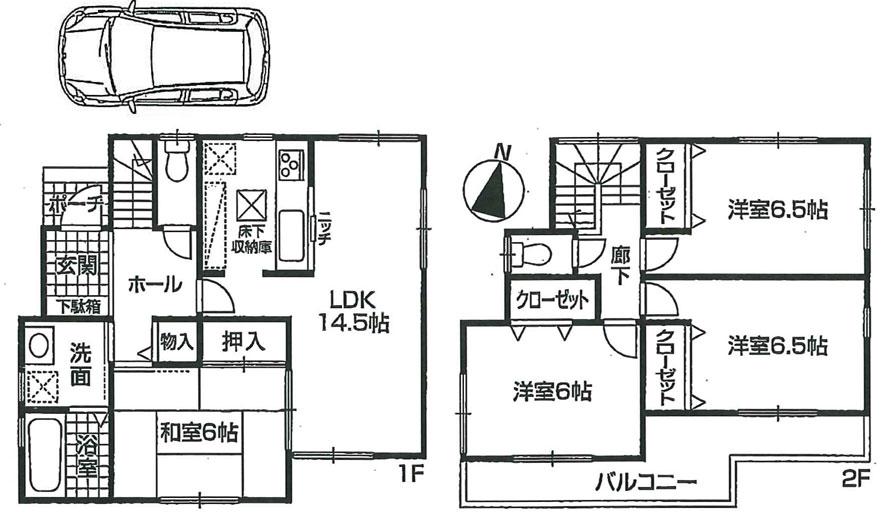 Floor plan. 20.5 million yen, 4LDK, Land area 90 sq m , It finished in a good building area 93.96 sq m usability 2-storey