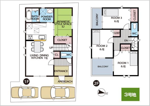 Floor plan. (No. 3 locations), Price 25,800,000 yen, 4LDK, Land area 90.61 sq m , Building area 90.3 sq m