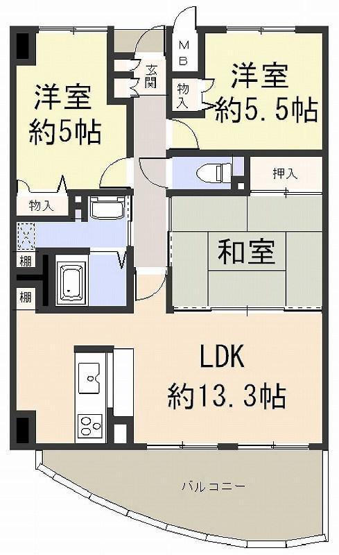 Floor plan. kitchen, bathroom, Wash basin, We have toilet and renovation. We with LDK floor heating. Lighting equipment will be present in the room.