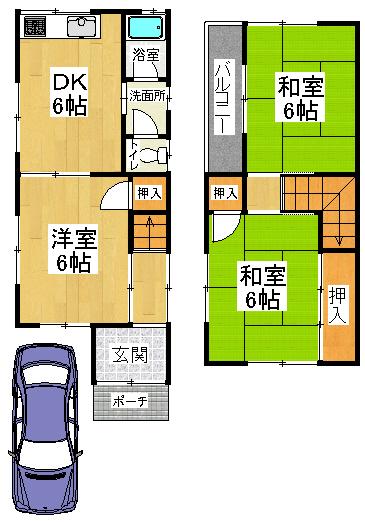 Floor plan. 8.8 million yen, 3DK, Land area 66.86 sq m , Building area 55.89 sq m
