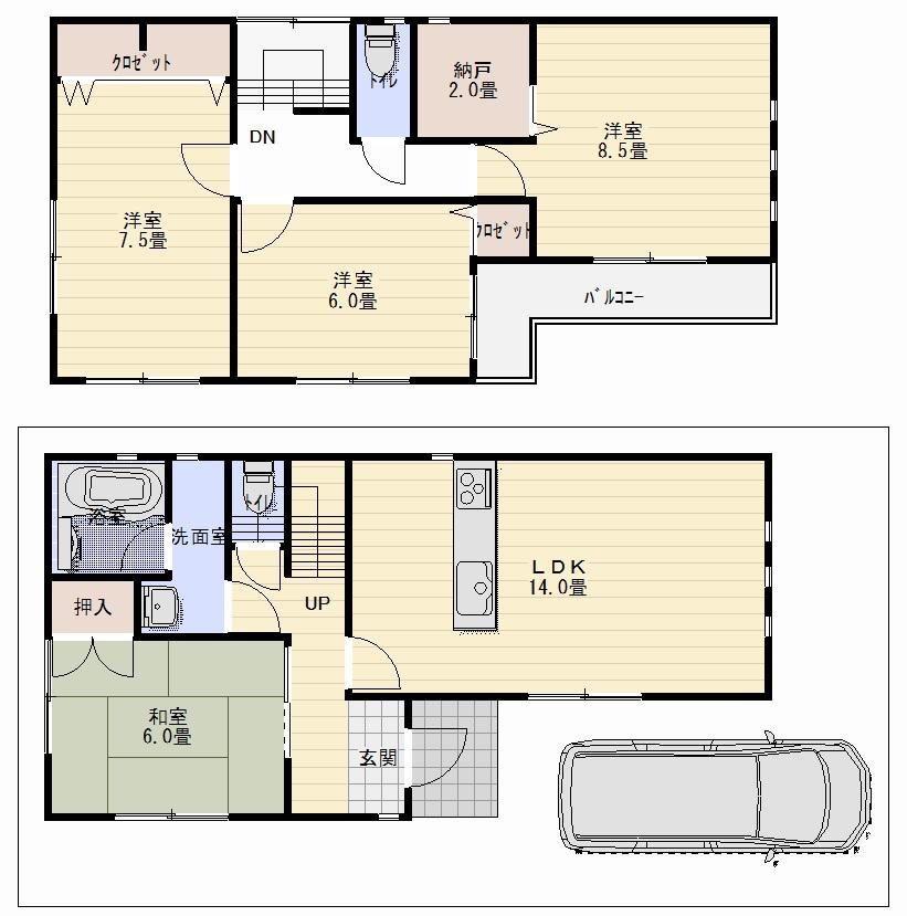 Floor plan. (No. 9 locations), Price 21.5 million yen, 4LDK+S, Land area 100.51 sq m , Building area 98.01 sq m