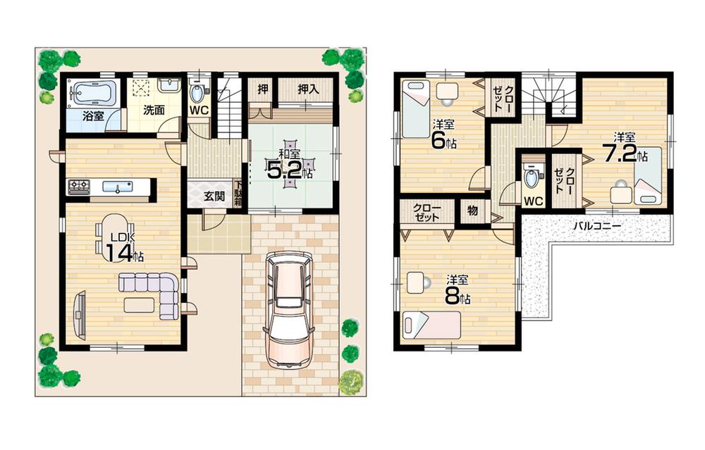 Floor plan. 21.5 million yen, 4LDK, Land area 135.12 sq m , Building area 94.36 sq m 2 No. land