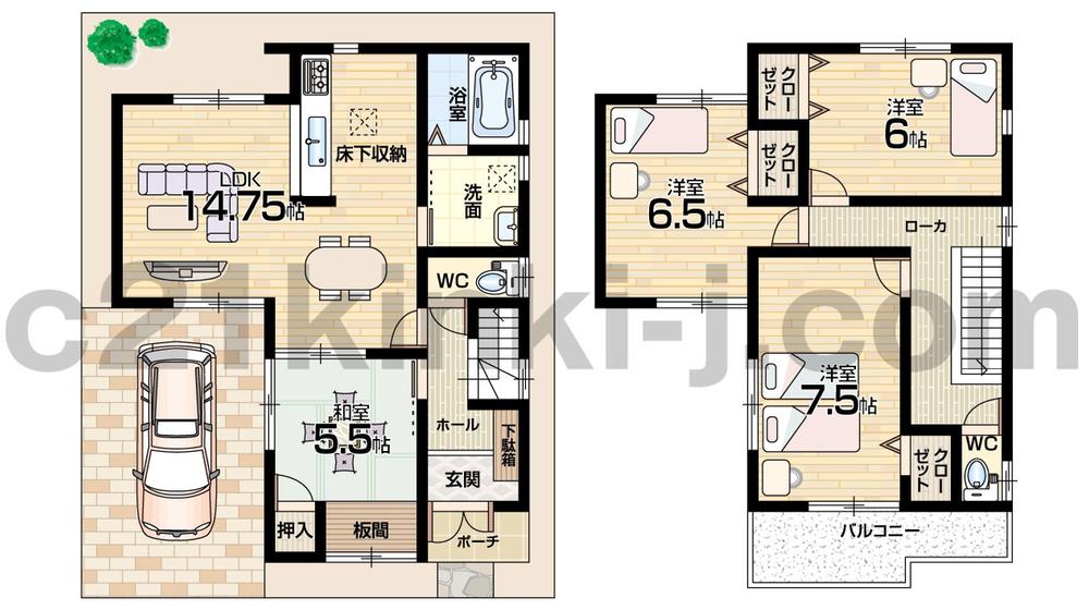 Floor plan. (No. 4 locations), Price 22,800,000 yen, 4LDK, Land area 90 sq m , Building area 94.36 sq m