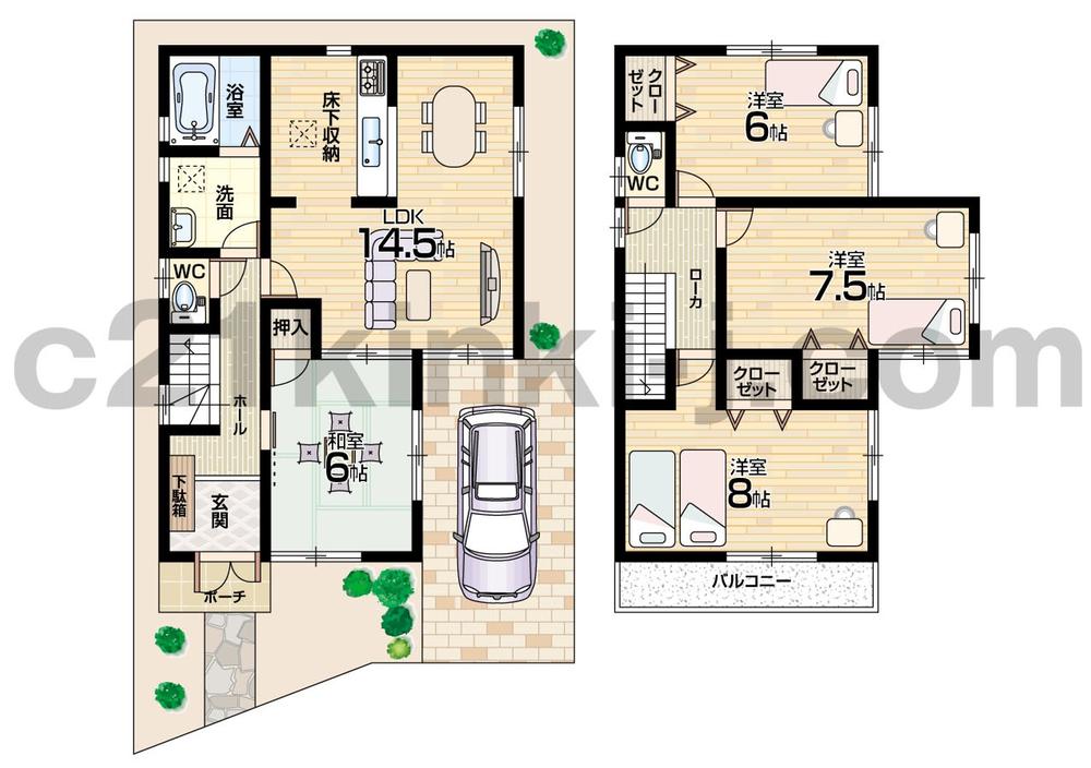 Floor plan. (No. 6 locations), Price 25,800,000 yen, 4LDK, Land area 107.25 sq m , Building area 95.58 sq m