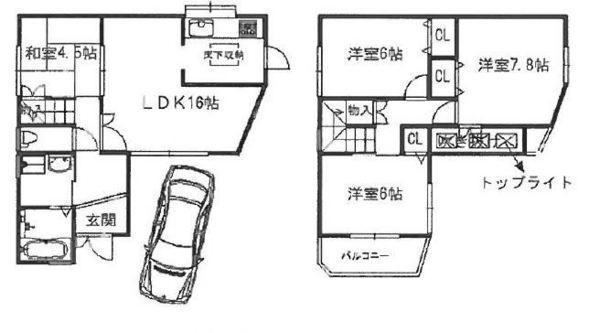 Floor plan. 19,800,000 yen, 4LDK, Land area 84.51 sq m , Building area 87.39 sq m