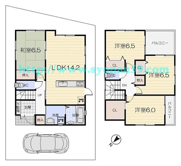 Floor plan. 28.8 million yen, 4LDK, Land area 136.99 sq m , Building area 96.39 sq m floor plan