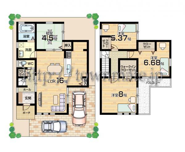 Floor plan. 33,847,000 yen, 4LDK, Land area 100.09 sq m , Building area 93.96 sq m 3 No. floor plan land area 100.09 square meters building area 93.96 square meters