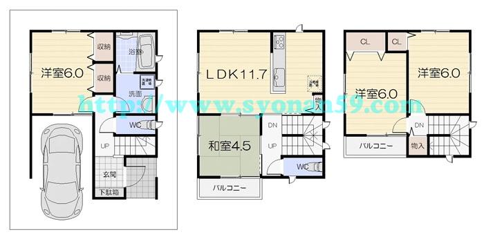 Floor plan. 21,800,000 yen, 3LDK, Land area 63.67 sq m , Building area 89.42 sq m floor plan