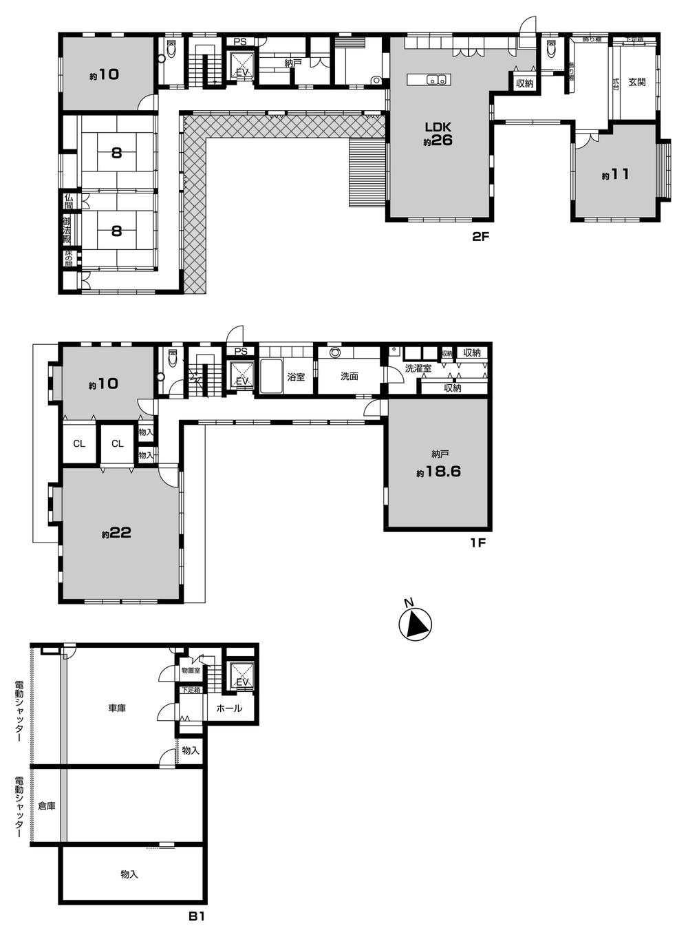 Floor plan. 130 million yen, 6LDK + S (storeroom), Land area 519.45 sq m , Building area 492.44 sq m