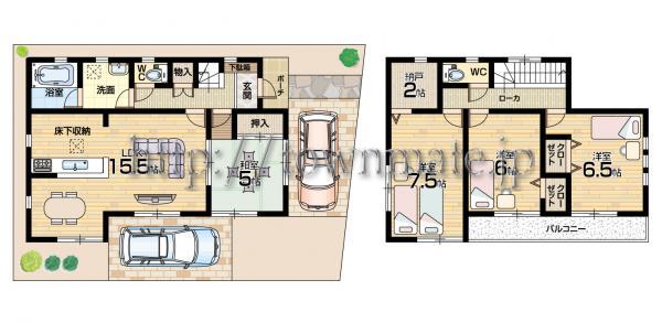 Floor plan. 24,800,000 yen, 4LDK+S, Land area 110.01 sq m , Building area 95.17 sq m 1 Building Floor land area 110.01 square meters building area  95.17 square meters