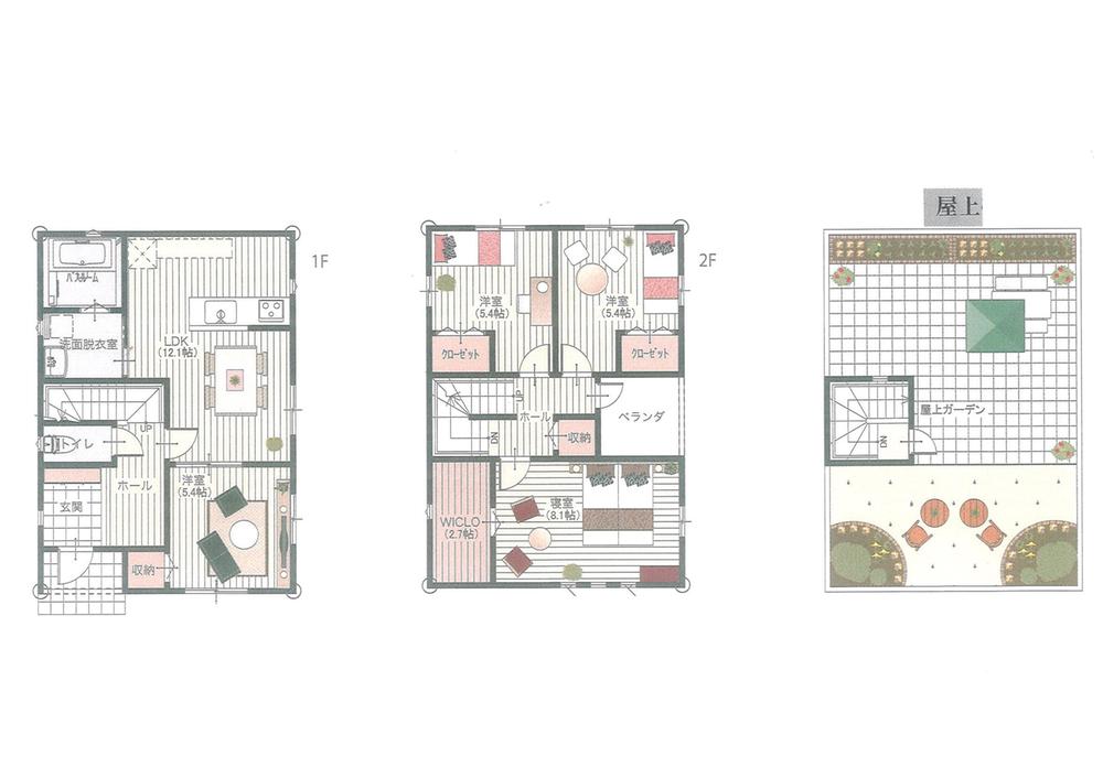 Building plan example (floor plan). Building plan example (C No. land) Building price 17.3 million yen, Building area 105 sq m