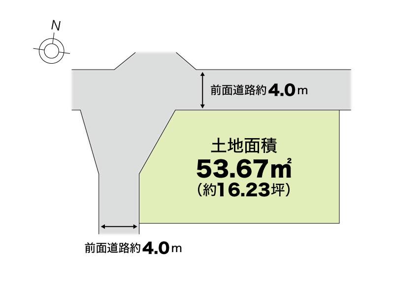 Compartment figure. Land price 3,644,000 yen, Land area 53.67 sq m site area / 53.67 sq m (16.23 square meters)