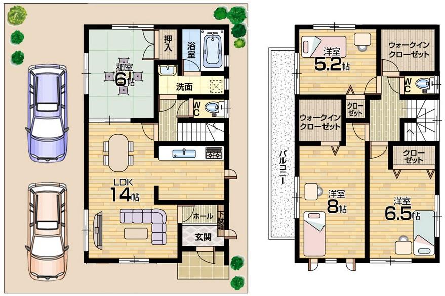 Floor plan. 21.5 million yen, 4LDK + S (storeroom), Land area 100.5 sq m , Building area 95.98 sq m 6 No. land