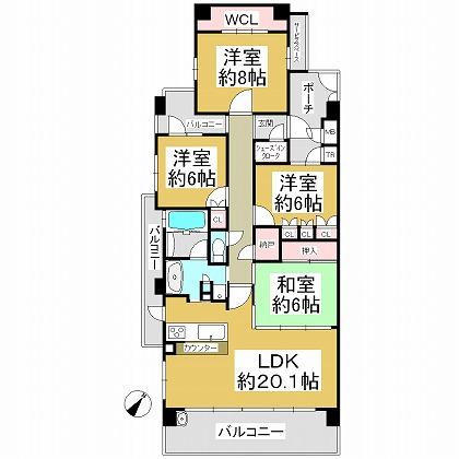 Floor plan. 4LDK + S (storeroom), Price 30,800,000 yen, Footprint 106.23 sq m , Balcony area 24.2 sq m