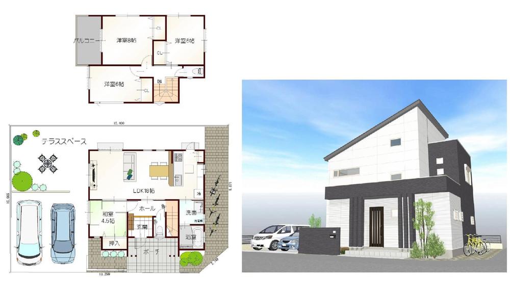 Building plan example (floor plan). Building plan example Building price 16.8 million yen, Building area 98.82 sq m
