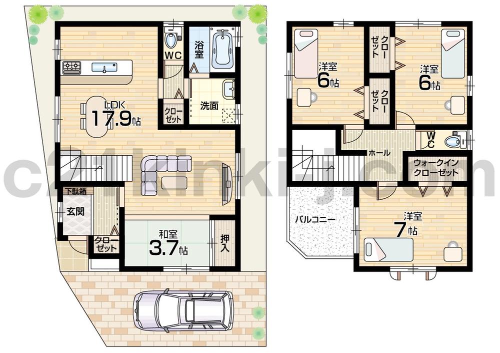 Floor plan. 29,350,000 yen, 4LDK, Land area 83 sq m , Building area 97.26 sq m floor plan Northwest corner lot ・ All-electric housing