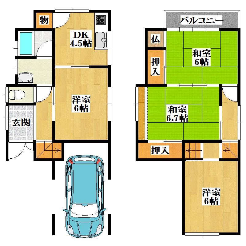 Floor plan. 6.8 million yen, 4DK, Land area 71.34 sq m , Building area 79.65 sq m
