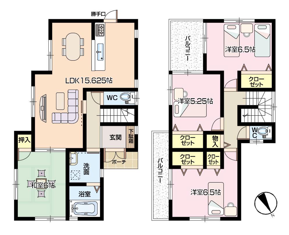Floor plan. (No. 2 locations), Price 30,800,000 yen, 4LDK, Land area 127.77 sq m , Building area 94.77 sq m