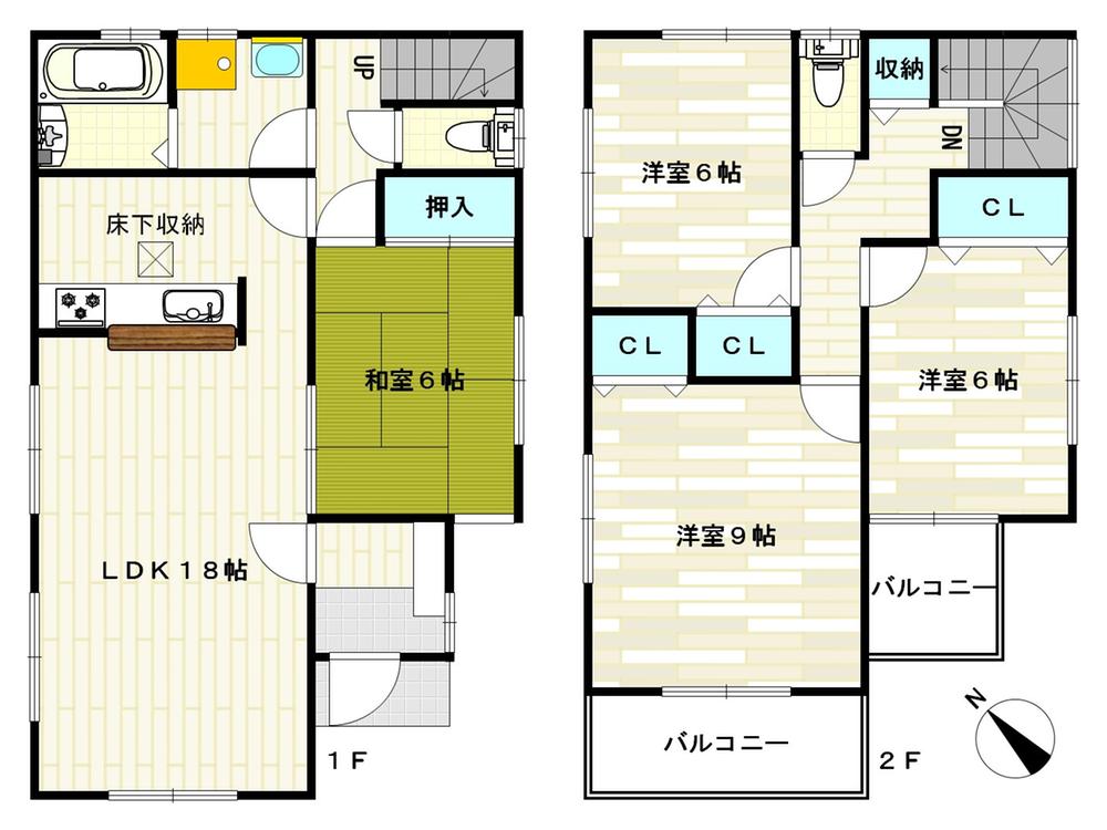 Floor plan. (No. 1 point), Price 34,800,000 yen, 4LDK, Land area 193.38 sq m , Building area 105.98 sq m