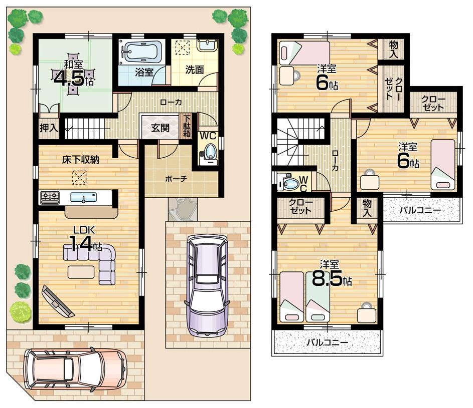 Floor plan. 25,800,000 yen, 4LDK, Land area 100.51 sq m , Building area 93.15 sq m