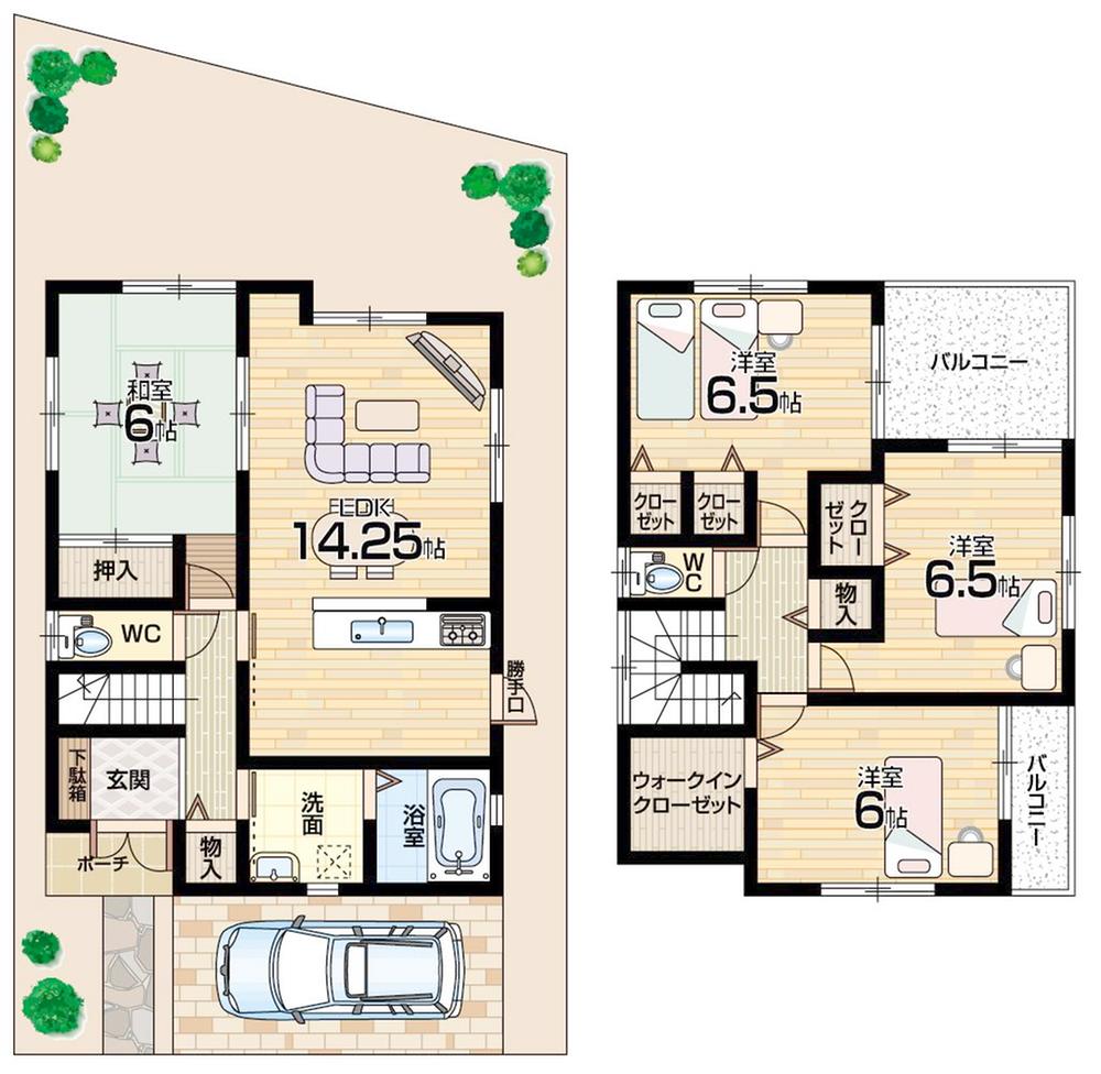Floor plan. 28.8 million yen, 4LDK, Land area 136.99 sq m , Building area 96.39 sq m 4 No. land