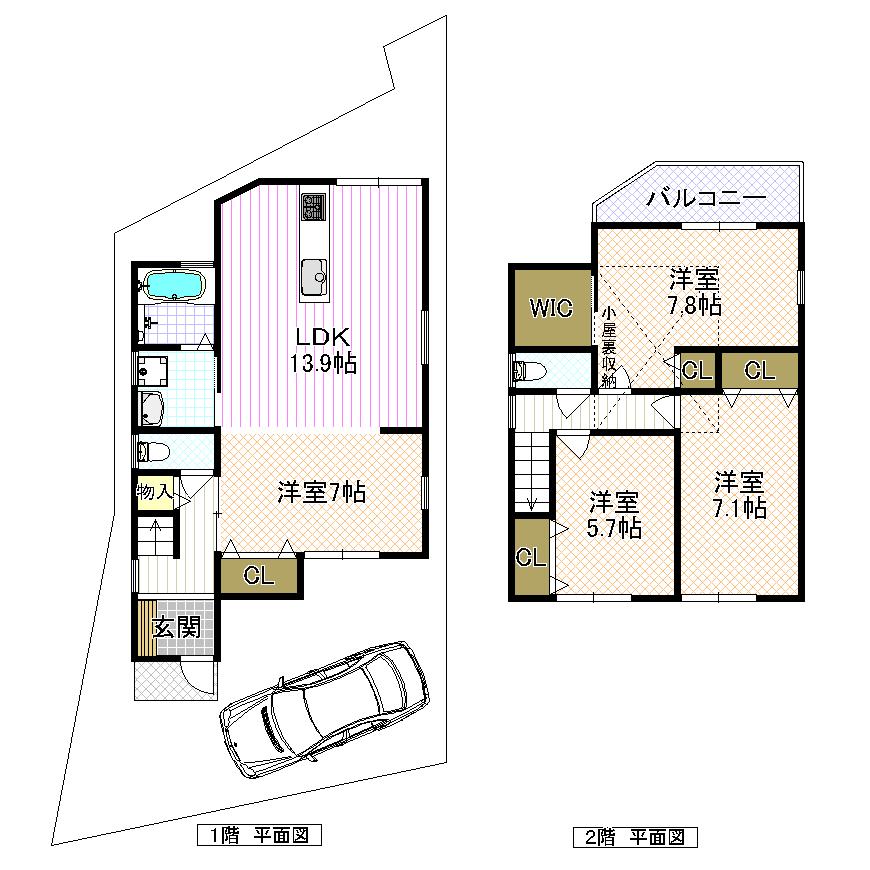 Floor plan. Price 37.5 million yen, 4LDK, Land area 111.14 sq m , Building area 97.67 sq m