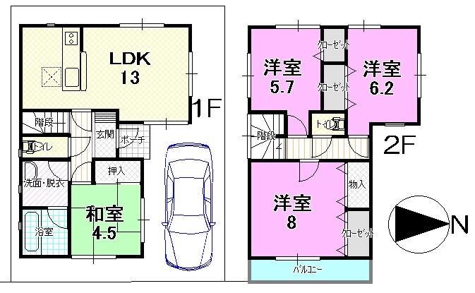 Floor plan. 23.8 million yen, 4LDK, Land area 90.05 sq m , Building area 88.28 sq m Floor