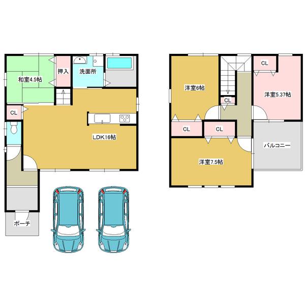 Floor plan. 33,847,000 yen, 4LDK, Land area 100.09 sq m , Building area 93.96 sq m