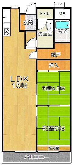 Floor plan. 2LDK+S, Price 6.8 million yen, Occupied area 64.73 sq m , Balcony area 6.6 sq m