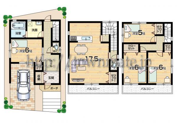 Floor plan. 21,800,000 yen, 4LDK, Land area 69.5 sq m , Building area 113.03 sq m Floor