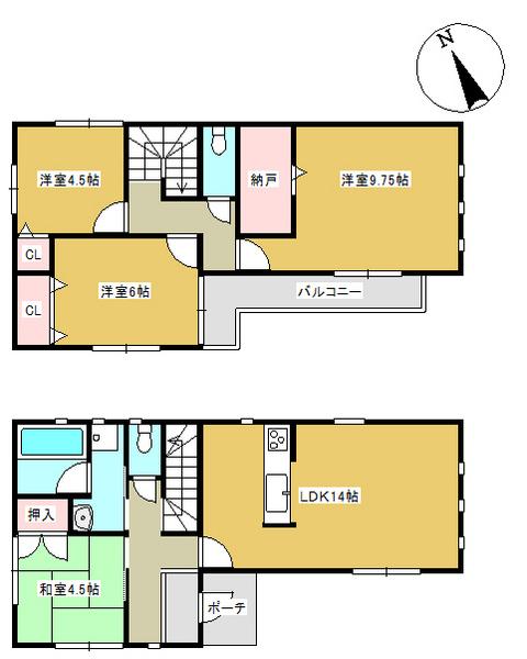 Floor plan. 20.8 million yen, 4LDK, Land area 100.5 sq m , Building area 93.96 sq m