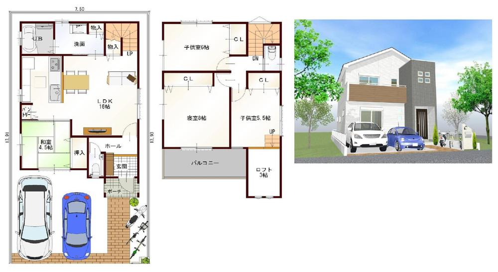 Other building plan example. Building plan example (A No. land) Building price 17 million yen Building area 96.25 sq m