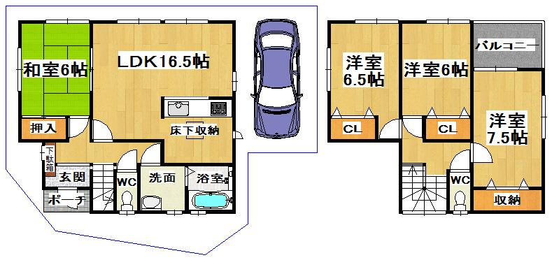 Floor plan. 24,800,000 yen, 4LDK, Land area 100.44 sq m , Building area 102.68 sq m