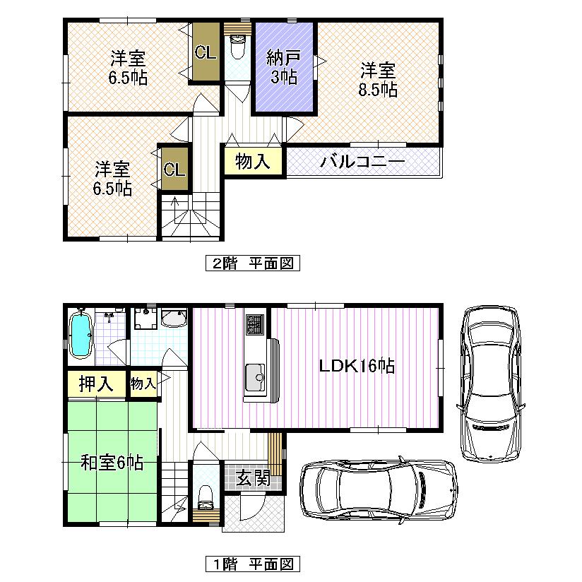 Floor plan. (No. 5 locations), Price 27,800,000 yen, 4LDK+S, Land area 100.33 sq m , Building area 106.51 sq m