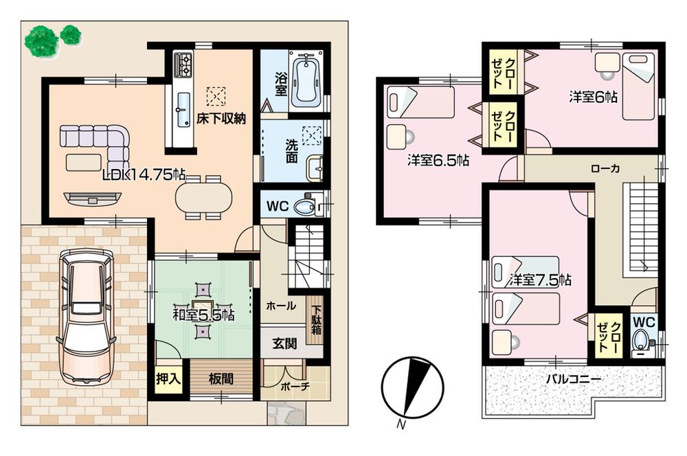 Floor plan. (No. 4 locations), Price 22,800,000 yen, 4LDK, Land area 90 sq m , Building area 94.36 sq m