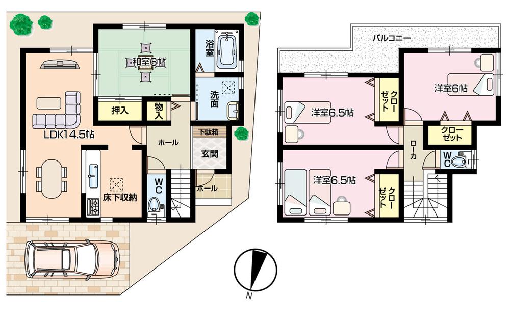 Floor plan. (No. 5 locations), Price 23.8 million yen, 4LDK, Land area 90 sq m , Building area 93.96 sq m