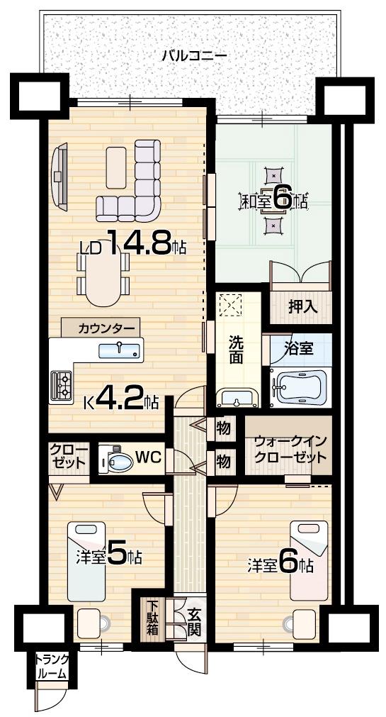 Floor plan. 3LDK, Price 19.3 million yen, Footprint 67.2 sq m , Balcony area 10.89 sq m