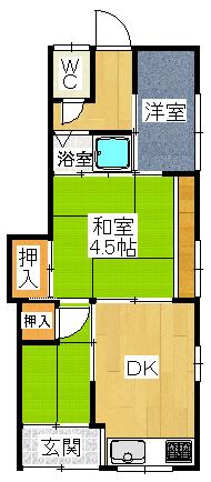 Floor plan. 3,480,000 yen, 2DK, Land area 49.47 sq m , Building area 23.17 sq m